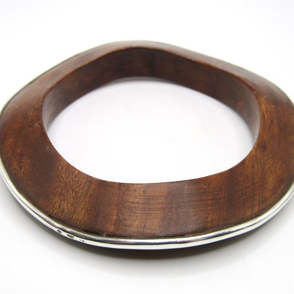 Silpada Rosewood Silver Bangle Wavy Bracelet Retired - Picture 3 of 4